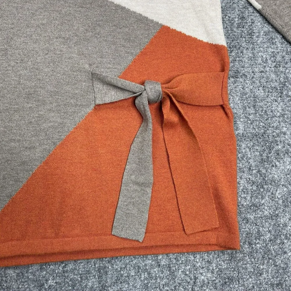 Chicos Sweater Sz 2 Womens Size Large Touch Of Cashmere Colorblock Side Tie